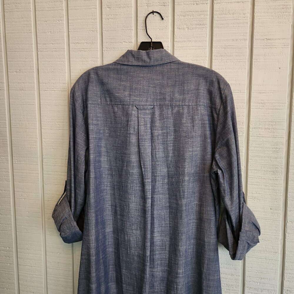 Finley Large 100% Cotton Gray Button Shirtdress - Picture 2 of 7